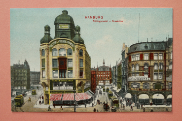 Ansichtskarte AK Hamburg 1910-1920 Rödingsmarkt Graskeller Straßenbahn Victoria Versicherung Geschäfte Modegeschäft Architektur Ortsansicht